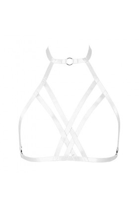 Harnais de corps pour femme élastique sexy réglable punk carnaval accessoires de vêtements réglables, blanc, 105