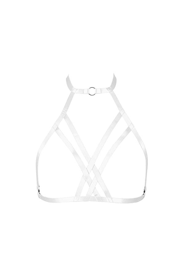 Harnais de corps pour femme élastique sexy réglable punk carnaval accessoires de vêtements réglables, blanc, 105
