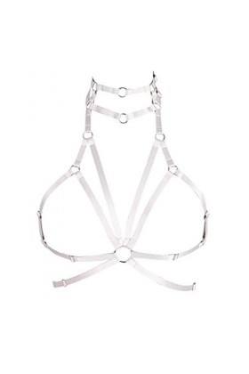 Soutien-gorge harnais pour femme style punk gothique Taille réglable Grande taille Photographie Fête Festival - blanc - Taill