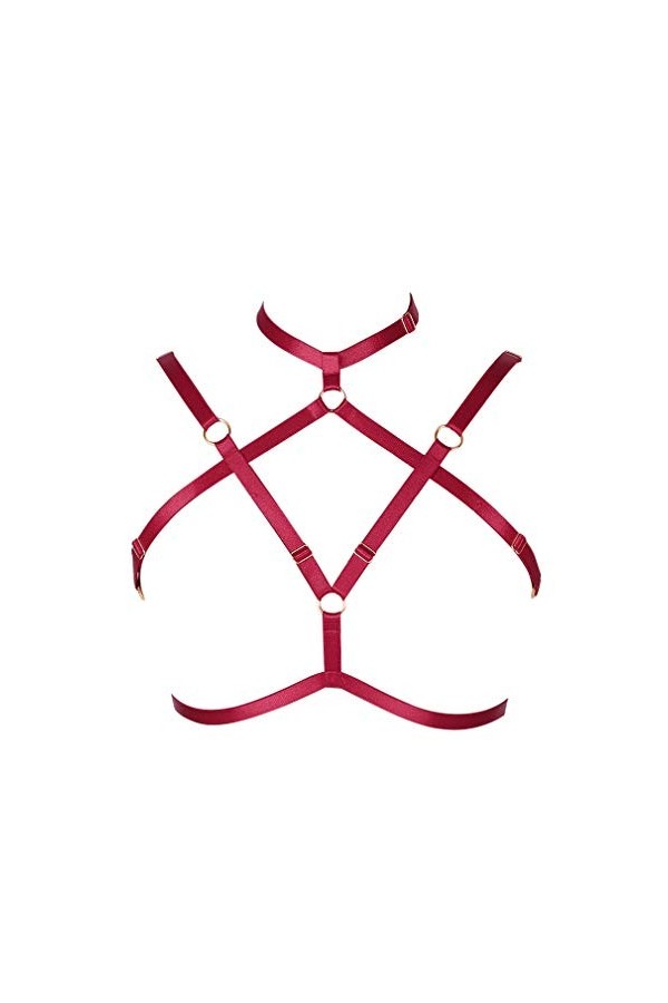 Harnais de corps pour femme - Ceinture de lingerie punk gothique - Pour festival, rave photographie, danse - Élastique réglab