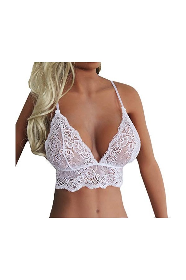 Soutien-gorge sexy en dentelle pour femme - Sous-vêtements blancs - Une touche de rien, sexy, Blanc., XXL
