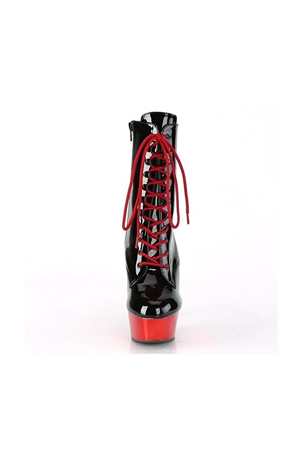 LEBE 15cm Talon Aiguille Talons Hauts à Lacets Plate Forme Stiletto Bottes Basses Bottes de Pole Dance-Black2||46