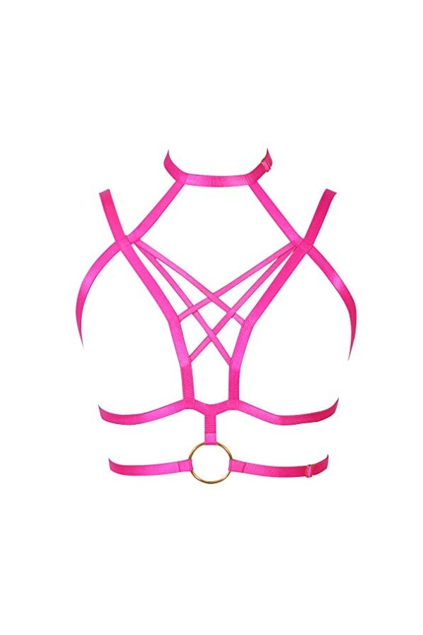 Harnais de corps pour femme - Style punk gothique - Lingerie élastique - Grande taille réglable - Pour festival, rave - Acces
