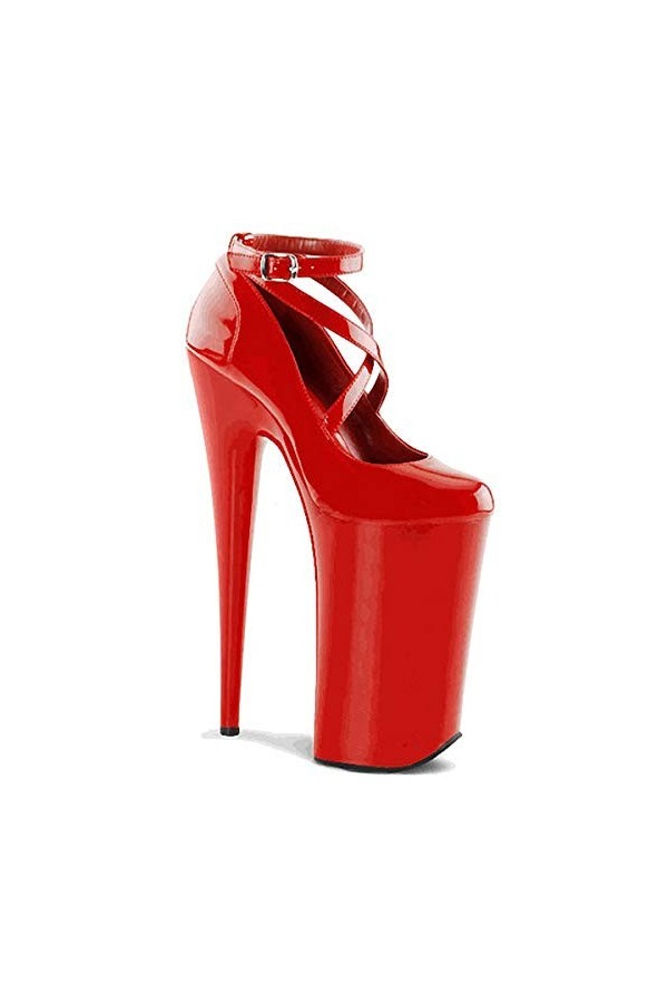 HOMDREAM Talon Aiguille Talons Hauts 20CM Super Talon Aiguille Plate-Forme à Bandoulière Croisée Sac à Talons Chaussures,Red-