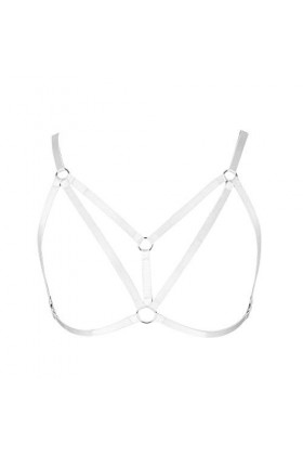 MAMOHSS Soutien-gorge à bretelles pour femme, style punk, gothique, cage, harnais ajouré, pour fête, rave - blanc - Taille Un