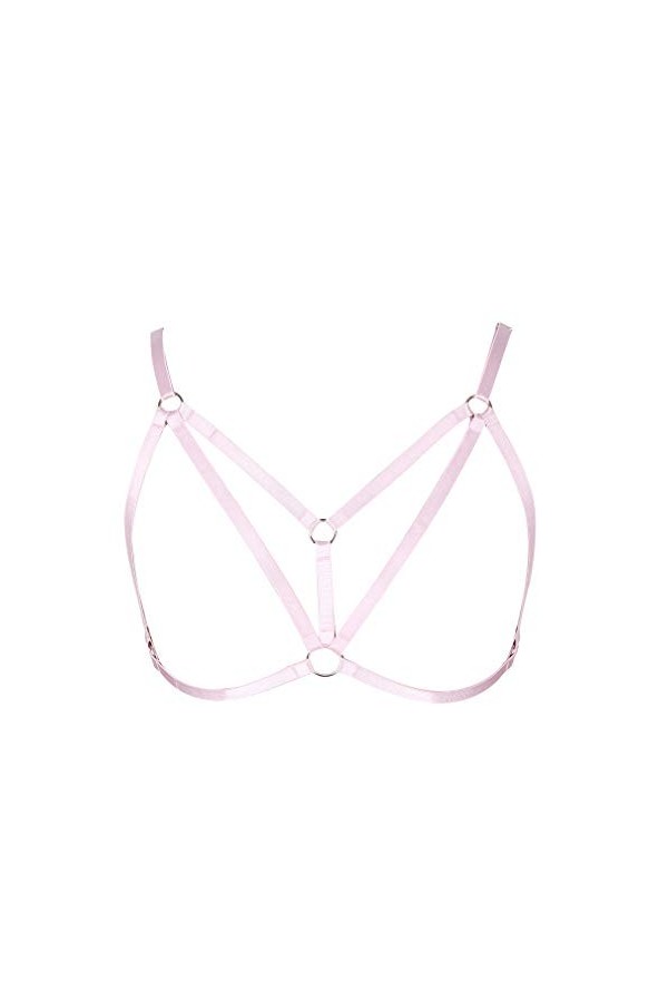 MAMOHSS Soutien-gorge à bretelles pour femme, style punk, gothique, cage, harnais ajouré, pour fête, rave - blanc - Taille Un