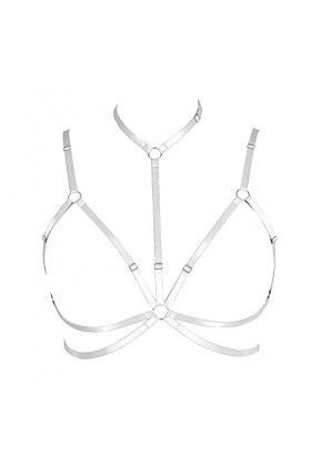 Harnais gothique pour femme - Grande taille - Style punk - Grande taille - Pour festival, rave - Halloween, blanc, Taille Uni