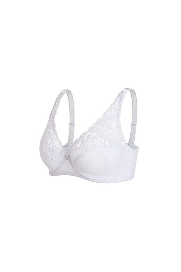 Bralette sans fil convertible en dentelle pour femme avec bretelles et rembourrage amovible, Blanc., 110D