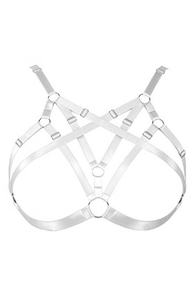 Harnais de corps pour femme - Chaîne de corps - Grande taille - Soutien-gorge creux - Tissu gothique - Carnaval - Halloween -