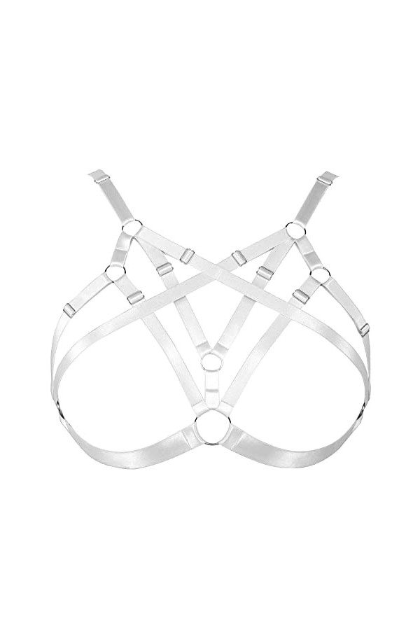 Harnais de corps pour femme - Chaîne de corps - Grande taille - Soutien-gorge creux - Tissu gothique - Carnaval - Halloween -