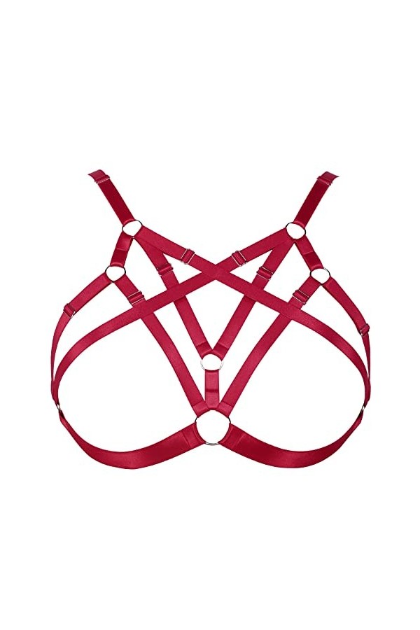 Harnais de corps pour femme - Chaîne de corps - Grande taille - Soutien-gorge creux - Tissu gothique - Carnaval - Halloween -