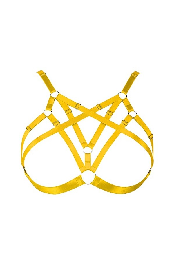 Harnais de corps pour femme - Chaîne de corps - Grande taille - Soutien-gorge creux - Tissu gothique - Carnaval - Halloween -