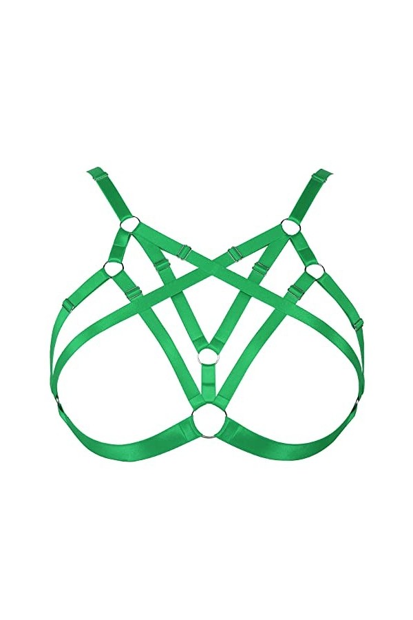 Harnais de corps pour femme - Chaîne de corps - Grande taille - Soutien-gorge creux - Tissu gothique - Carnaval - Halloween -