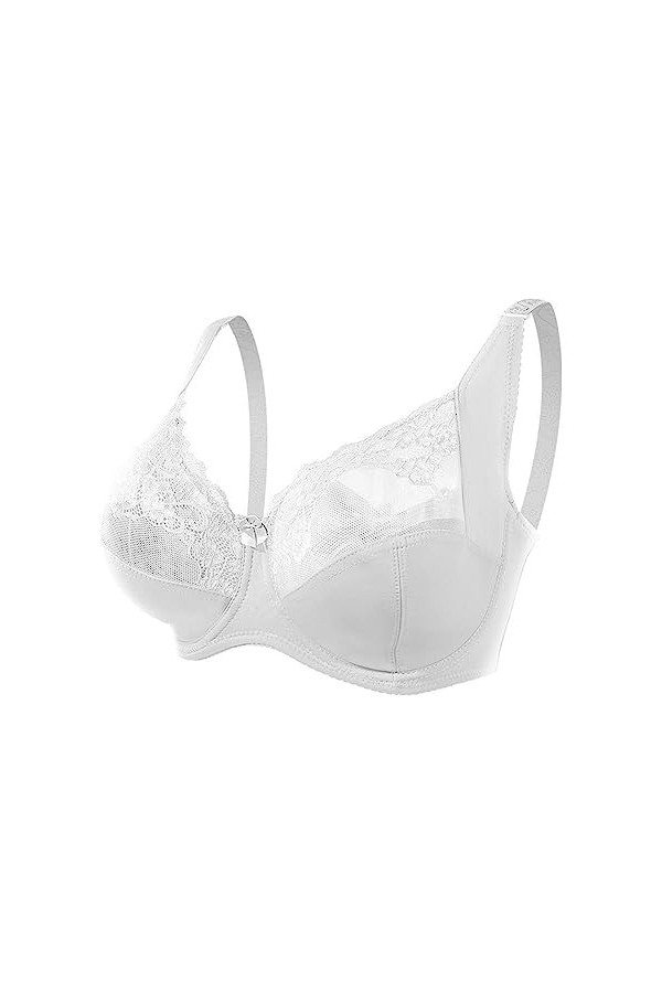 Lingerie sexy en dentelle pour femme avec anneau en acier pour fermer la paire de soutiens-gorge de lait Bustier Petit, Blanc