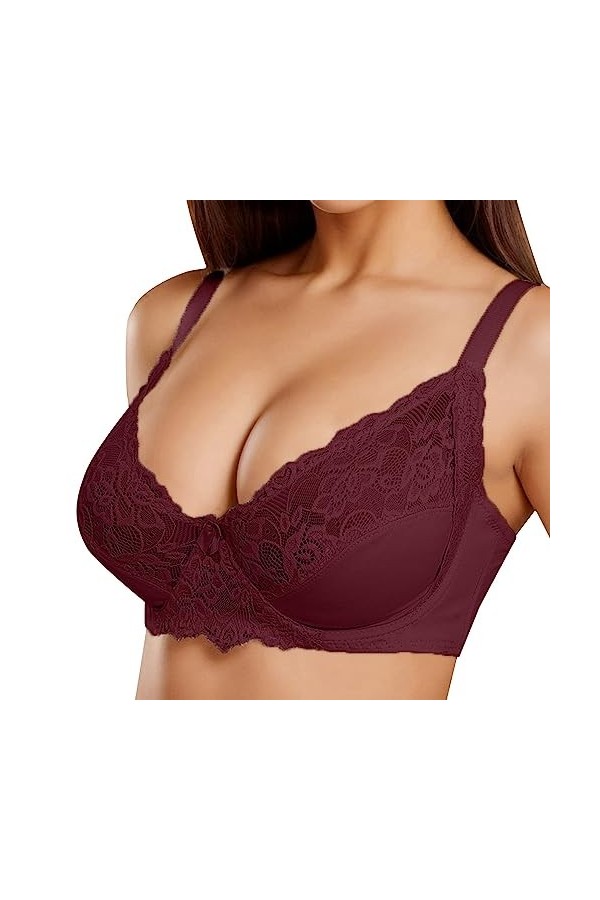 liaddkv Sous-vêtement femme dentelle fine réglable grande taille grand affichage poitrine petit soutien-gorge avec soutien po