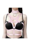 Pentagram Harnais de corps pour femme Lingerie Cage Punk Gothique Ceinture Festival Rave Sangle de poitrine Tissu extensible 