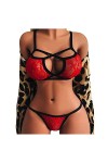 TDEOK Costume de Noël Sexy Set Out Femmes Séduisante Élastique Creux Soutien-gorge Cage Soutien-gorge Sexy Sous-vêtements Noë