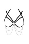 Harnais de corps pour femme - Chaîne de corps en métal - Ceinture en tissu creux - Bande de poitrine gothique - Carnaval - Vê