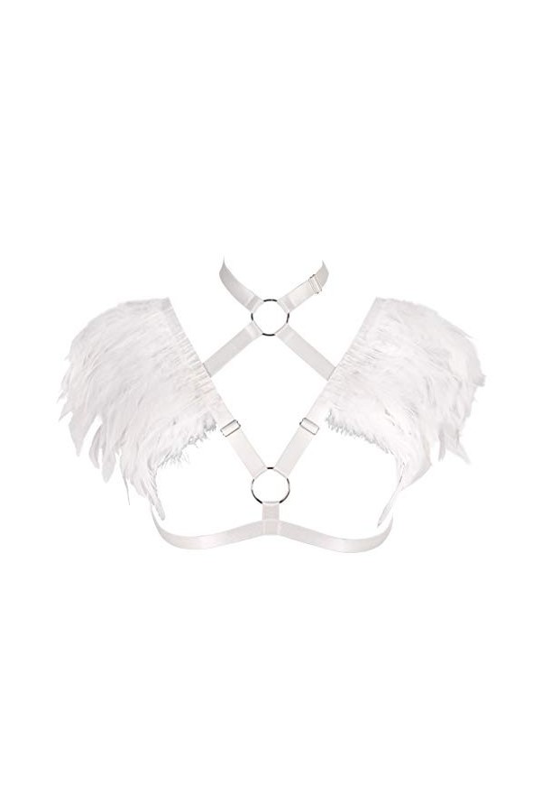 Épaulettes en plumes pour femme - Harnais de corps - Cage - Punk gothique - Lingerie - Ceinture - Festival - Rave - Photograp