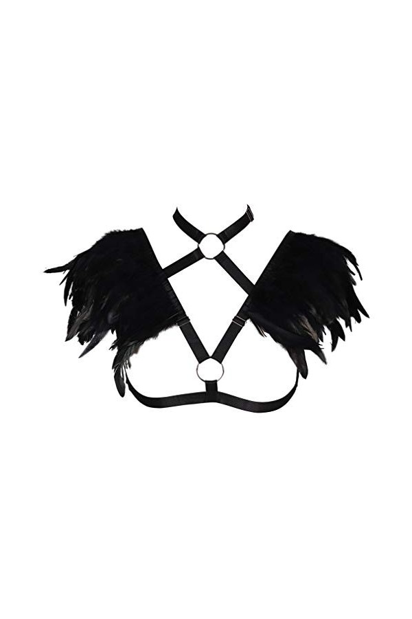 Épaulettes en plumes pour femme - Harnais de corps - Cage - Punk gothique - Lingerie - Ceinture - Festival - Rave - Photograp