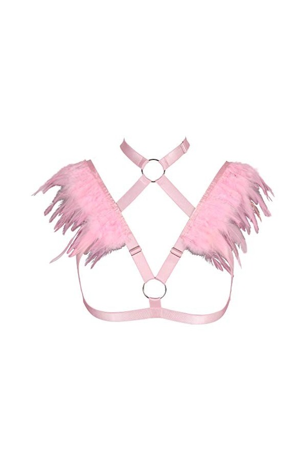 Épaulettes en plumes pour femme - Harnais de corps - Cage - Punk gothique - Lingerie - Ceinture - Festival - Rave - Photograp