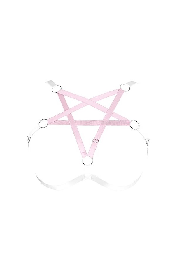 Harnais gothique pentagramme pour femme Festival Rave Obesity Plump Grande taille, Blanc + jaune., Taille Unique