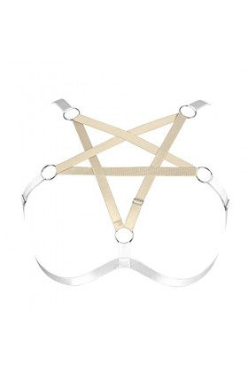 Harnais gothique pentagramme pour femme Festival Rave Obesity Plump Grande taille, Blanc + jaune., Taille Unique