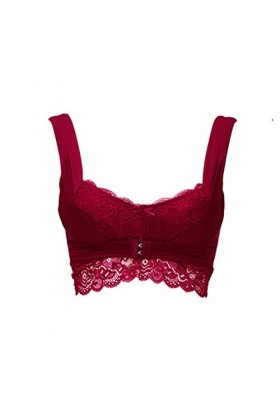 R Front Sexy Boucle Gathe Anneau Sans Lait Dentelle Soutien-Gorge en Acier Brassière & Bustier, Blanc., L