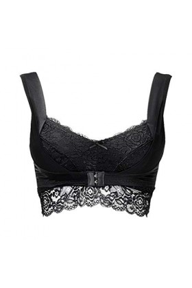 R Front Sexy Boucle Gathe Anneau Sans Lait Dentelle Soutien-Gorge en Acier Brassière & Bustier, Blanc., L