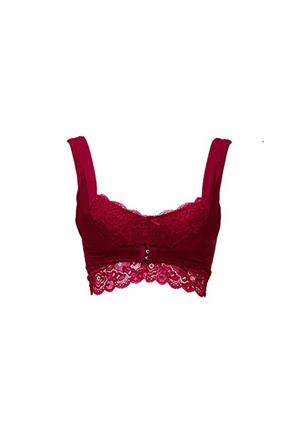 R Front Sexy Boucle Gathe Anneau Sans Lait Dentelle Soutien-Gorge en Acier Brassière & Bustier, Blanc., L