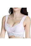 R Front Sexy Boucle Gathe Anneau Sans Lait Dentelle Soutien-Gorge en Acier Brassière & Bustier, Blanc., L