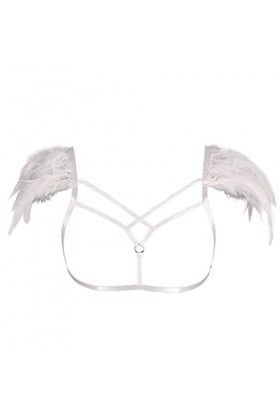 Harnais de corps pour femme avec plumes et épaulettes - Lingerie punk - Sangle de poitrine - Festival rave - Grande taille, b