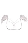 Harnais de corps pour femme avec plumes et épaulettes - Lingerie punk - Sangle de poitrine - Festival rave - Grande taille, b