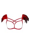 Harnais de corps pour femme avec plumes et épaulettes - Lingerie punk - Sangle de poitrine - Festival rave - Grande taille, b