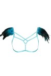 Harnais de corps pour femme avec plumes et épaulettes - Lingerie punk - Sangle de poitrine - Festival rave - Grande taille, b