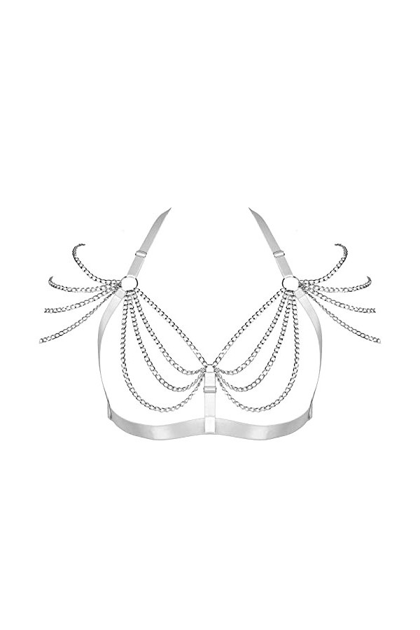 Harnais de corps pour femme - Grande taille - Chaîne en métal creuse - Style gothique - Carnaval - Halloween - Photographie -