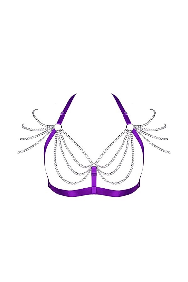 Harnais de corps pour femme - Grande taille - Chaîne en métal creuse - Style gothique - Carnaval - Halloween - Photographie -