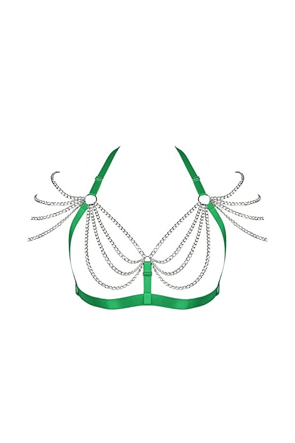 Harnais de corps pour femme - Grande taille - Chaîne en métal creuse - Style gothique - Carnaval - Halloween - Photographie -