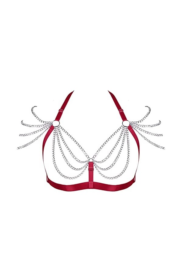 Harnais de corps pour femme - Grande taille - Chaîne en métal creuse - Style gothique - Carnaval - Halloween - Photographie -