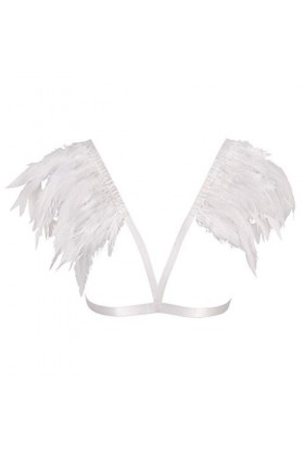 Harnais de corps pour femme avec soutien-gorge cage à plumes et épaulettes punk gothique lingerie ceinture réglable festival 
