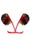 Harnais de corps pour femme avec soutien-gorge cage à plumes et épaulettes punk gothique lingerie ceinture réglable festival 