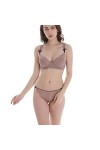 CHOUBAGUAI Lingerie sexy 3/4 en dentelle transparente avec soutien-gorge push-up non doublé grande taille pour femme - Blanc,