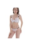 CHOUBAGUAI Lingerie sexy 3/4 en dentelle transparente avec soutien-gorge push-up non doublé grande taille pour femme - Blanc,