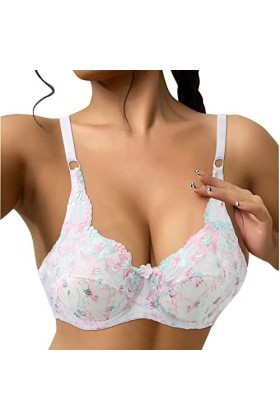 IKFIVQD Soutien-gorge de sport de compression pour femme - Soutien-gorge sexy en dentelle - Grande taille - Lingerie facile, 