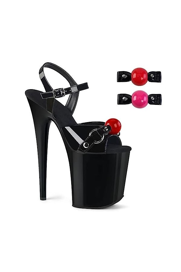 PROMI Talon Aiguille Talons Hauts Sexy 20cm Rollerball Noir Décoré Pole Dance Sandales À Talons Hauts-Black||39