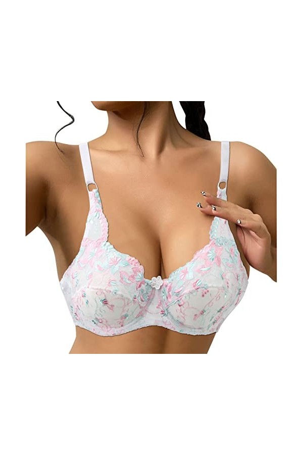 IKFIVQD Soutien-gorge de sport de compression pour femme - Soutien-gorge sexy en dentelle - Grande taille - Lingerie facile,