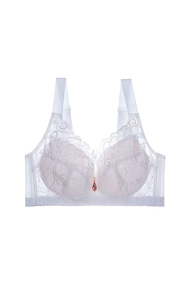 liaddkv Femmes Sans Anneau en Acier Grande Boucle Beau Dos Mince Sexy Sous-Vêtements Petit Bustier, Blanc., 115C