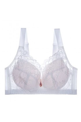 Soutien-gorge sexy en dentelle de couleur pure, sans anneau en acier, sous-vêtement fin, Blanc., XXL