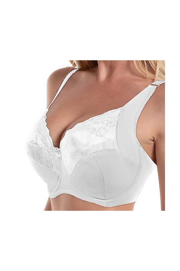 Lingerie sexy en dentelle pour femme avec anneau en acier pour fermer la paire de soutiens-gorge de lait Bustier Petit, Blanc