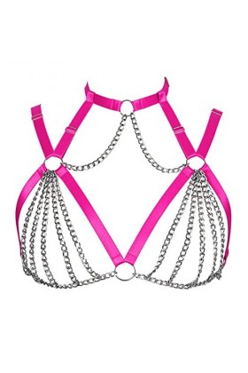 Harnais chaîne de corps pour femme punk grande taille ceinture de poitrine tissu extensible Halloween festival rave lingerie 